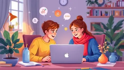 Virtual tutoring session student tutor laptop uk home interior education icons