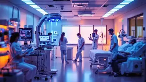 Modern uk hospital ai driven automation healthcare professionals interacting