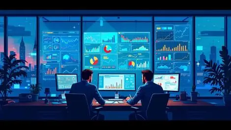 Financial analysts new zealand office collaborating on data charts analytics