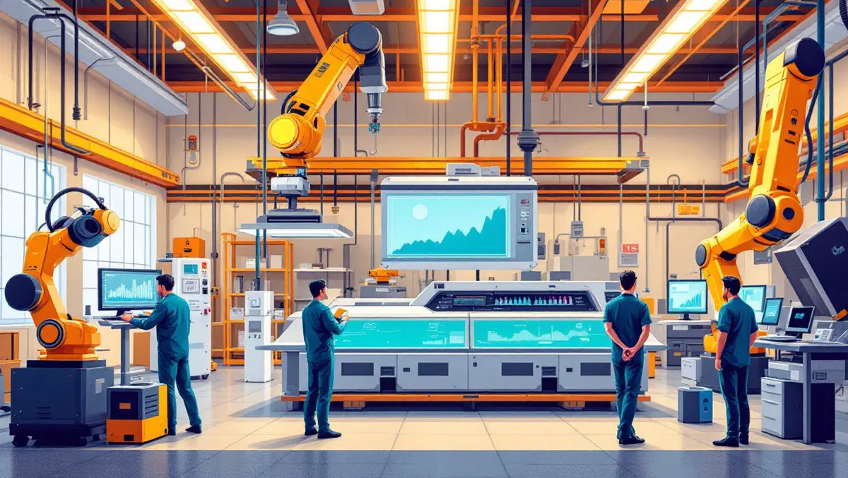 Modern ontario factory interior robotic arms 3d printers tech innovation