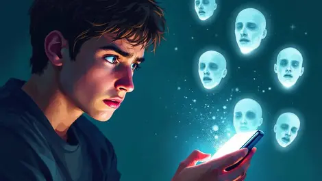 Concerned british person illuminated by phone faces emerging deepfake fears