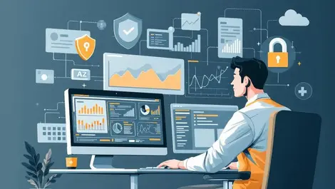 Cybersecurity specialist analyzing advanced digital security monitoring data