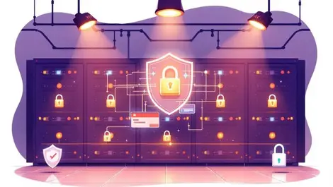 Secure server room locked cabinets digital shields payment card security compliance