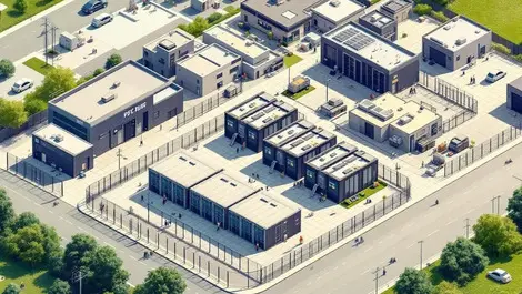 Isometric modular data centre campus secure energy efficient