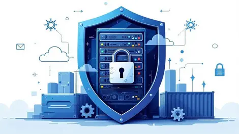 Aged open source repo in shielded server rack with locks gears