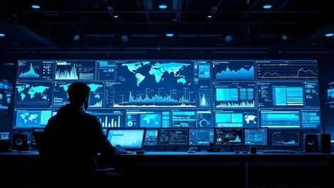 Cloud datacenter soc at night dashboards malicious ai bot traffic