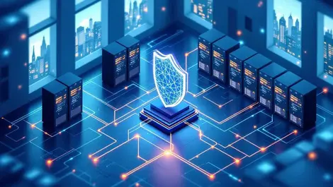 Isometric german data center secure network shield infrastructure