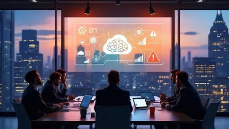 Worried uk boardroom ai cloud outage warning london skyline