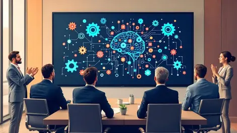 Senior executives ai leadership training gears brain boardroom